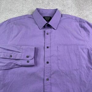 Nordstrom Shirt Mens 16 34 Purple Trim Fit Non Iron Cotton Business Button Up